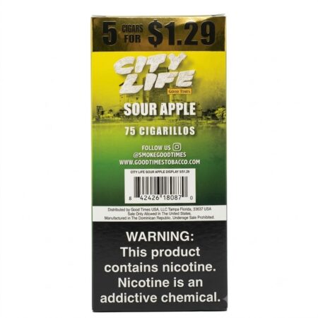City Life - Sour Apple - 5 For $1.29 - 15Ct