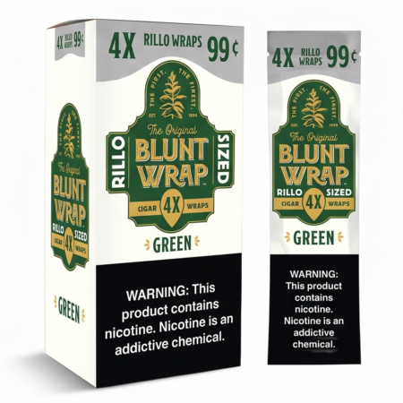 BLUNT WRAP GREEN - 4 FOR 99C - 15CT